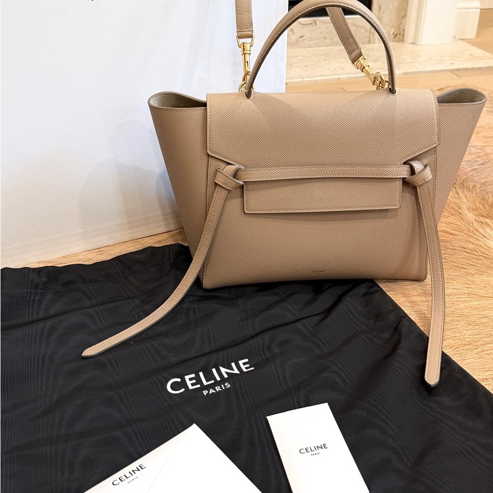 Celine Tan Leather Satchel with Timeless Design